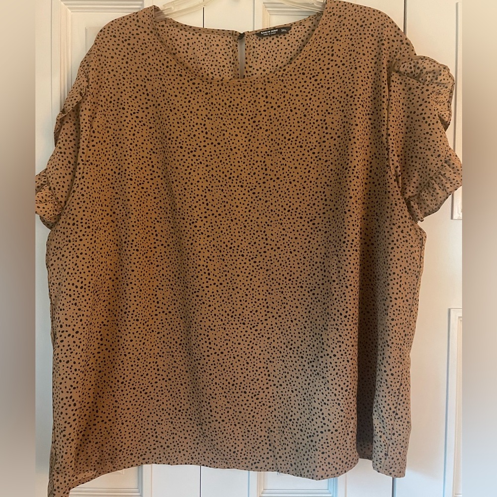 SHEIN curve leopard print blouse, ruffle sleeves, 3XL